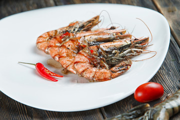 fried shrimp on a plate. selective focus