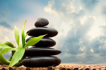 Zen concept with bamboo and stone - alternative medicine and treatment