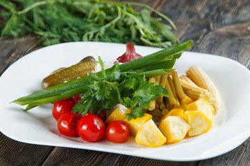 pickled vegetables in a plate