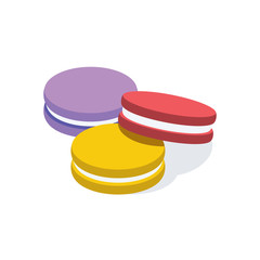Macarons dessert cake. Vector 3d isometric color icon new flat style. Creative illustration, idea for infographics.