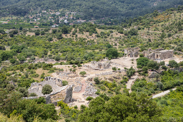 Fototapeta na wymiar Ancient city of Kaunos, Dalyan valley, Turkey. Kaunos (Latin: Caunus) was a city of ancient Caria and in Anatolia, a few km west of the modern town of Dalyan, Muğla Province, Turkey.