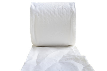 A roll of toilet tissue paper isolated on white background