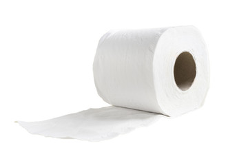 A roll of toilet tissue paper isolated on white background