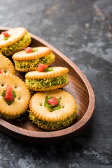 homemade salted Biscuit chat or sandwich for kids or starers for guests