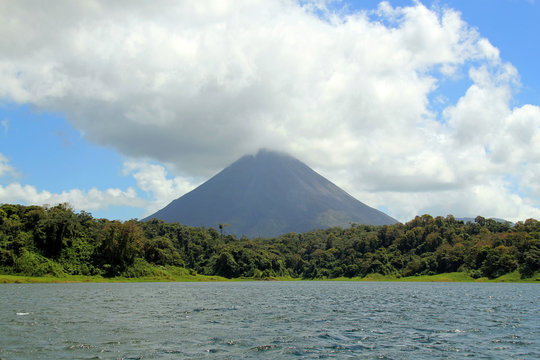 Arenal Volcano Viewed from Arenal Lake. La Fortuna, Costa Rica