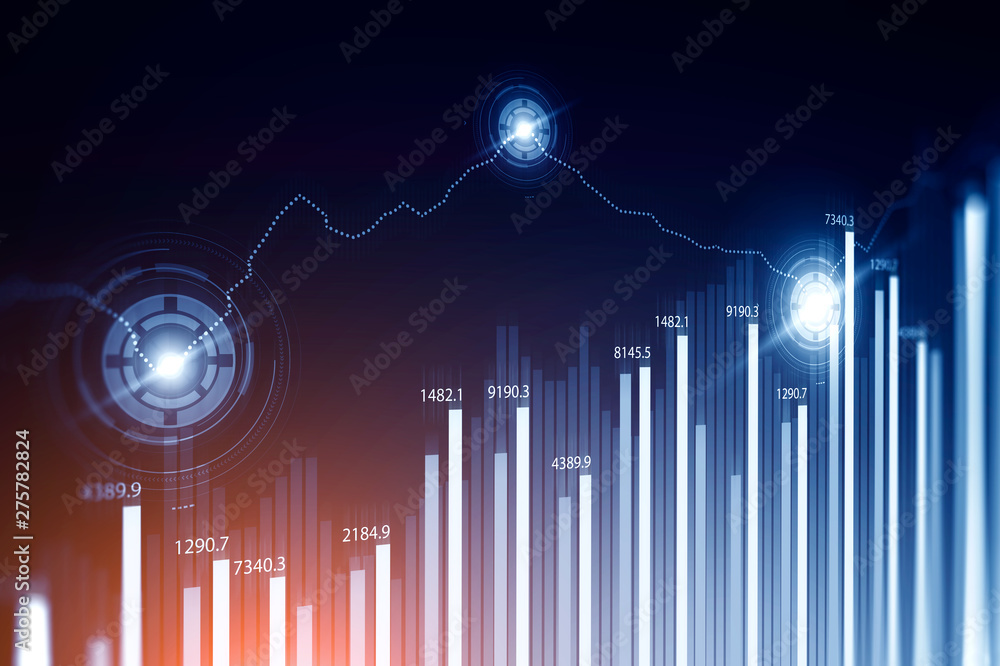 Aufkleber digital graphs and bar charts hud interface toned