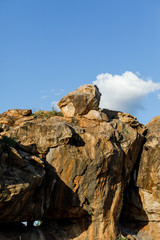 Rockformation in Africa with blue sky and clouds