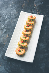homemade salted Biscuit chat or sandwich for kids or starers for guests