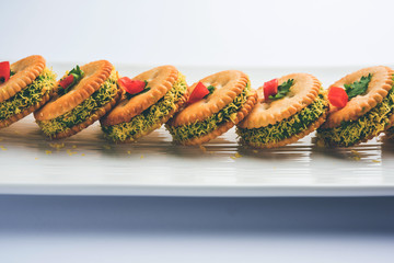 homemade salted Biscuit chat or sandwich for kids or starers for guests