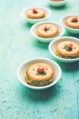 homemade salted Biscuit chat or sandwich for kids or starers for guests