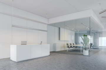 White office reception hall and conference room