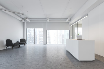 White office reception table and lounge