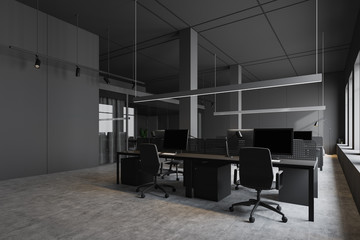 Grey industrial style office corner