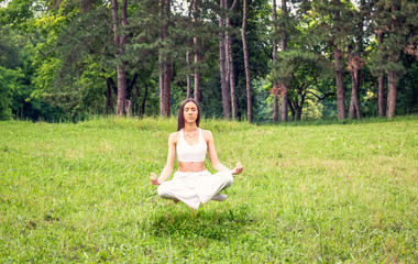  yoga meditation levitation - women concentration in yoga exercise.