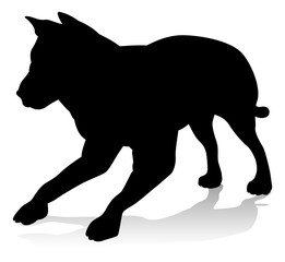 An animal silhouette of a pet dog