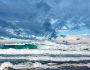 Sea storm with splashes