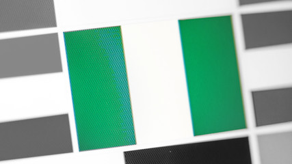 Fototapeta premium Nigeria national flag of country. Nigeria flag on the display, a digital moire effect.