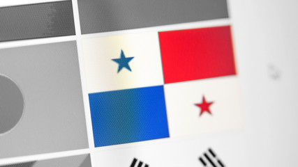 Panama national flag of country. Panama flag on the display, a digital moire effect.