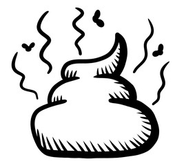 Black and White Stylized Poop Doodle