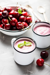Summer healthy yogurt with cherry