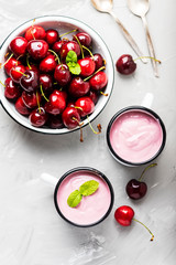 Summer healthy yogurt with cherry