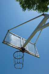 basketball hoop with blue sky