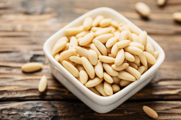 pine nut on the wooden table