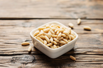 pine nut on the wooden table