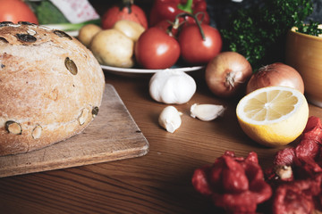 Healthy ingredients, natural food, background