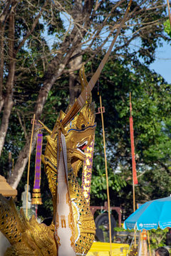 Guardian at temple entrance, Wat Phra That Doi Chom Thong, Chang Rai, Thailand