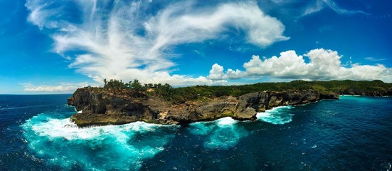 Panorama of west Nusa Penida near Angel's Billabong and Broken Beach, Bali, Indonesia