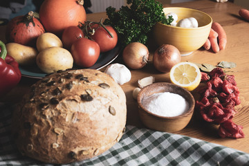Healthy ingredients, natural food, background