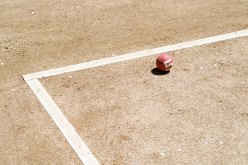 Gateball on the ground.