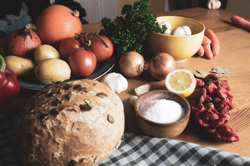 Healthy ingredients, natural food, background