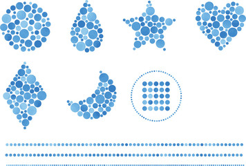 青の水彩風水玉模様で形