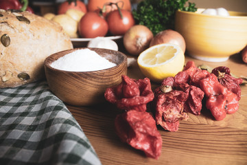 Healthy ingredients, natural food, background