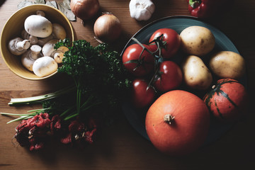 Healthy ingredients, natural food, background