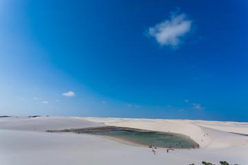 White sand dunes panorama from Lencois Maranhenses National Park, Brazil.