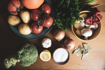 Healthy ingredients, natural food, background