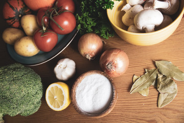 Fototapeta na wymiar Healthy ingredients, natural food, background