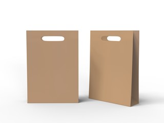Blank template of shopping Paper Bag 3d illustration for branding design and mock up.