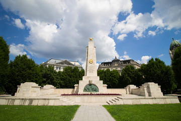 Obraz premium Budapest, Hungary, June 2, 2019: Monument to Soviet soldiers at the Freedom Square