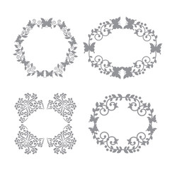 Hand drawn minimal flower frame set