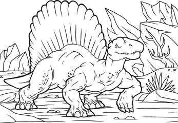Cartoon funny Dimetrodon, funny image
