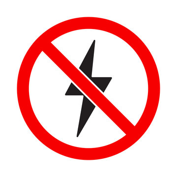 No lightning icon. Prohibited sign, symbol, illustration