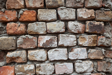 Detail of a rusty, old grunge brick wall of the old house