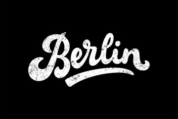 Berlin, Germany textured lettering composition. Modern calligraphy for t-shirt, banner, poster, flyer, postcard, print, fridge magnet