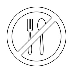 No food icon. Forbidden eat icon. No dinner vector sign. Prohibited eating vector icon. Warning, caution, attention, restriction flat sign design. Do not eat icon. No breakfast sign