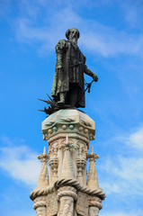 Fototapeta na wymiar Vasco da Gama. Statue of the famous Portuguese explorer in the Jardim de Belen. Lisbon, Portugal
