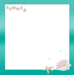 Beautiful sea frame with shells. Vector illustration